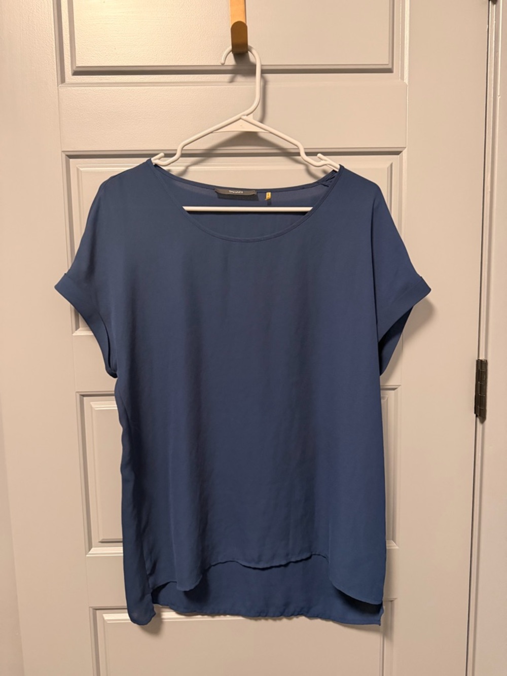 Tahari Slate Blue Short Sleeve Blouse